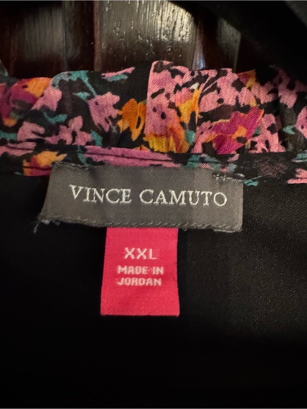 Vince Camuto Black Floral Print Dress with Pink & Orange Accents - Picture 3 of 9